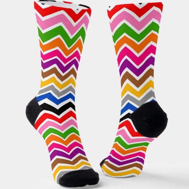 Multi Coloured Zigzag Chevron Pattern Design  Socks (Creator Uploaded)