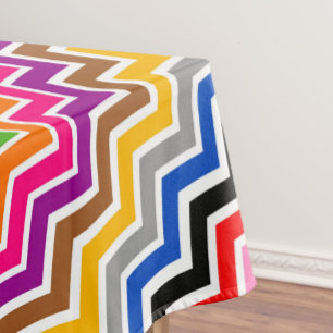 Multi Coloured Zigzag Chevron Pattern Design Tablecloth
