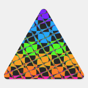 Multi colourful chequered rainbow mirror image triangle sticker