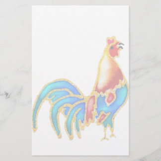 multi colourful crowing Rooster cockerel Stationery
