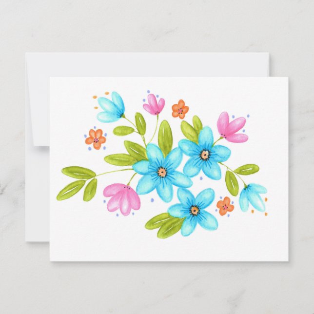 Multi Colourful Watercolor Bouquet Card (Front)