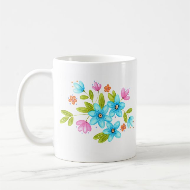 Multi Colourful Watercolor Bouquet Coffee Mug (Left)