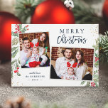 Multi Colours Winter Berries Christmas Family Phot Holiday Card<br><div class="desc">Send your Christmas wishes/message with this Winter Mistletoe Botanical Photo Cards that feature Watercolor Floral and Berries with a little Gold Confetti to highlight your greeting message.</div>