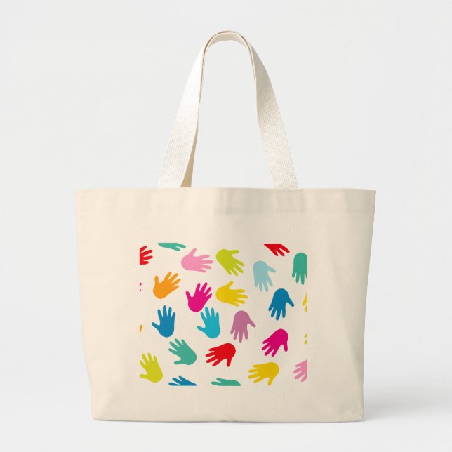 Multi Cultural Colourful Hands Large Tote Bag (Front)
