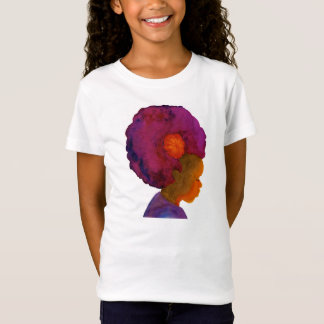 Multi-Cultural Pink Afro Silhouette Girls t-shirt