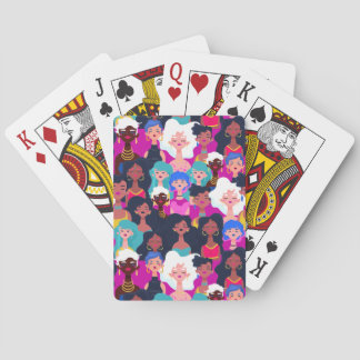Multi-Cultural Women's Faces Pattern Playing Cards