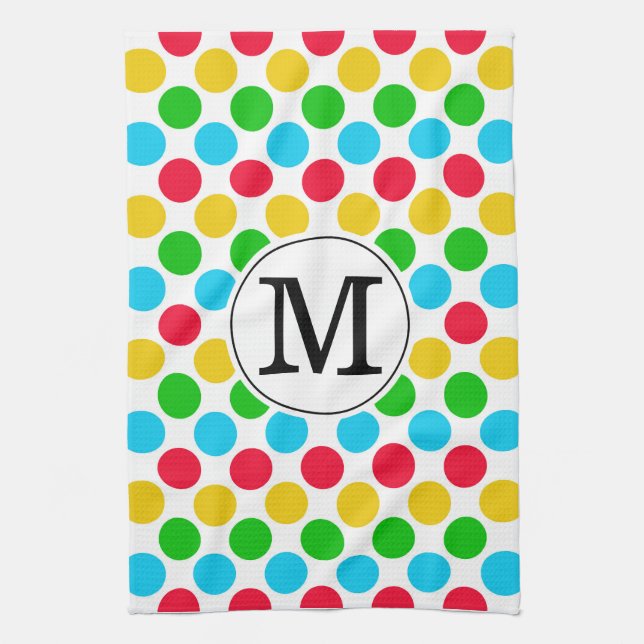 Multi Dot Custom Monogrammed Golf Colourful Towel (Vertical)