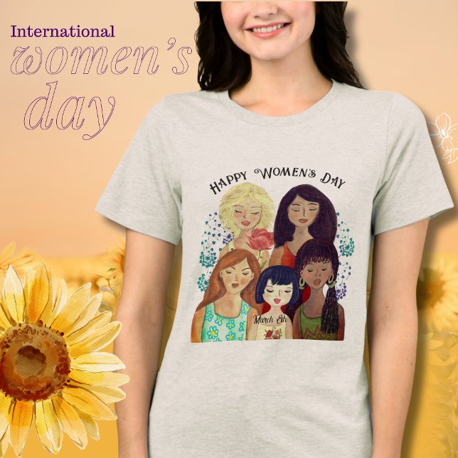 Multi-ethnic woman characters IWD T-Shirt Tri-Blend Shirt (Multi-ethnic woman characters IWD T-Shirt Tri-Blend Shirt)