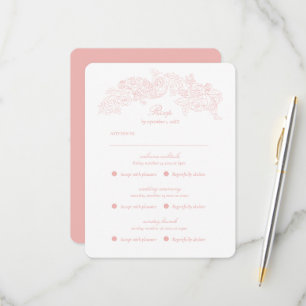 Multi Event Victorian Pink Romantic RSVP Card