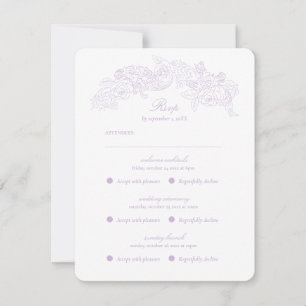 Multi Event Victorian Purple Romantic RSVP Card