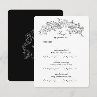 Multi Event Vintage Black Romantic RSVP Card