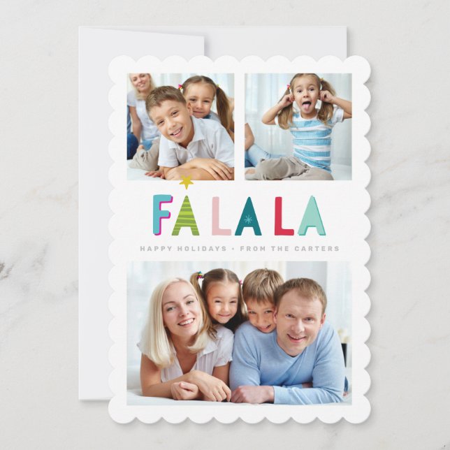 MULTI FAMILY PHOTO bold bright colorful fa la la Announcement (Front)
