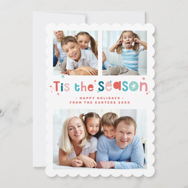 MULTI FAMILY PHOTO christmas tis the season quote Announcement (Front)