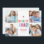 MULTI FAMILY PHOTO festive modern minimal colourfu Holiday Card<br><div class="desc">by kat massard >>> www.simplysweetPAPERIE.com <<< Space for 4 of your favourite photos (Edit to save your photos as a square shape, before you upload them to ensure they fit perfectly in the space provided. TIPS 1. To resize / reposition the photo hit the "customise it" button. 2. You can...</div>
