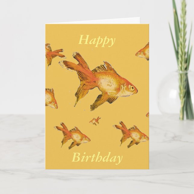multi fancy goldfish happy birthday card (Front)