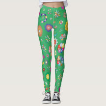 Multi Flowers Green Legging