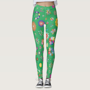 Multi Flowers Green Legging