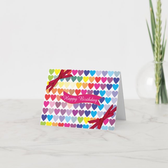 Multi Heart Birthday Card (Front)