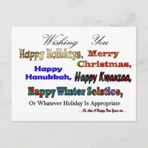 Multi holiday greetings postcard