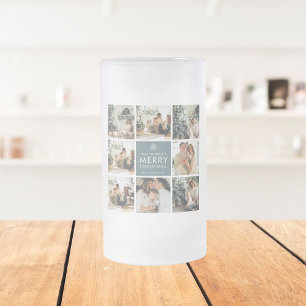 Multi Holiday Photos   Merry Christmas   Gift Frosted Glass Beer Mug