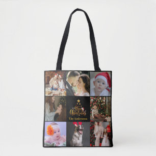 Multi Holiday Photos Merry Christmas Gift Tote Bag