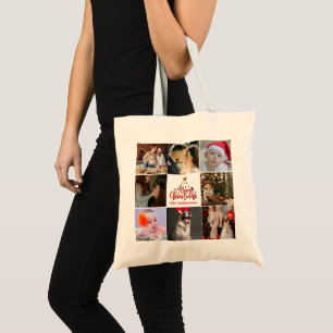 Multi Holiday Photos Merry Christmas Gift Tote Bag