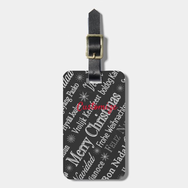 Multi-language Merry Christmas Thunder_Cove Luggage Tag (Front Vertical)