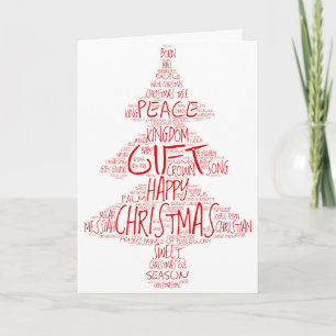 Multi Language Merry Christmas Tree Holiday Card