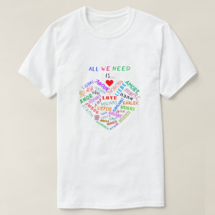 Multi Language T-Shirt with Love Word Text