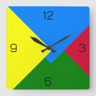 Multi-Layered Solid Many Colours Geometric Design Square Wall Clock