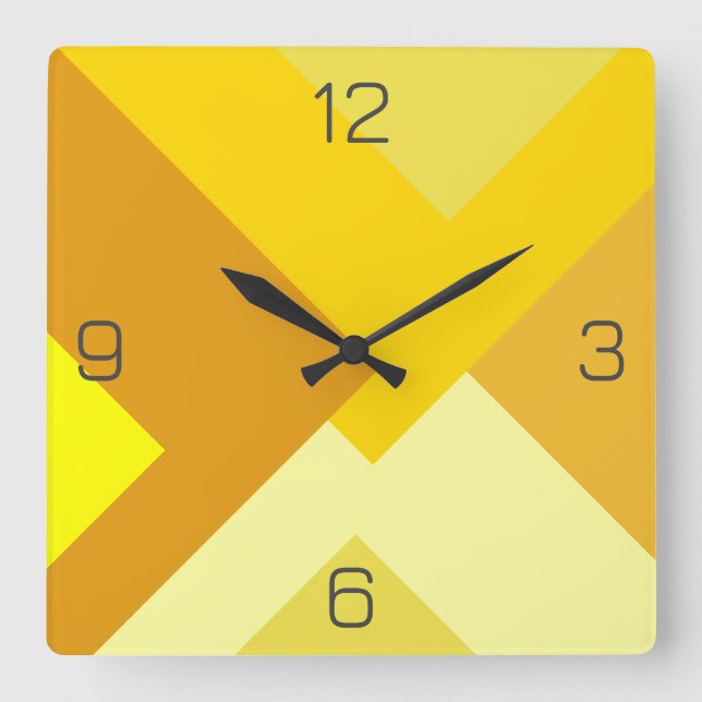 Multi-Layered Solid Yellow Colours Geometric Desig Square Wall Clock (Front)