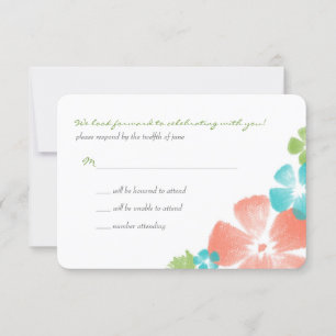 Multi Lime Watercolor FlowersWedding RSVP Card