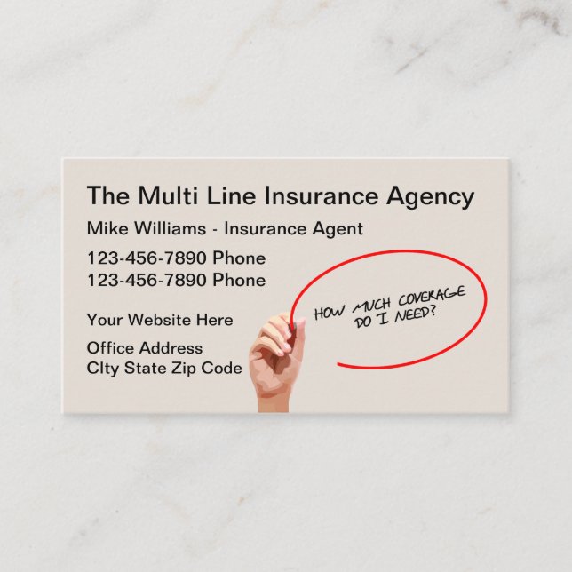 Multi-Line Insurance Agent Business Card (Front)