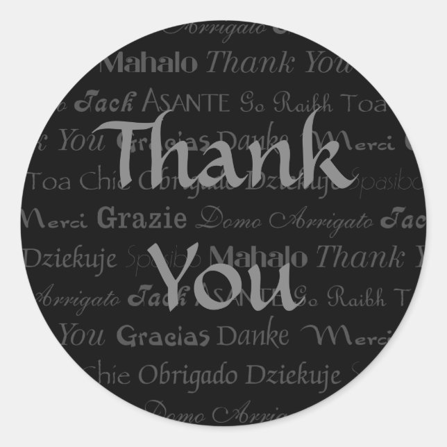 Multi-Lingual Thank You Sticker (Front)