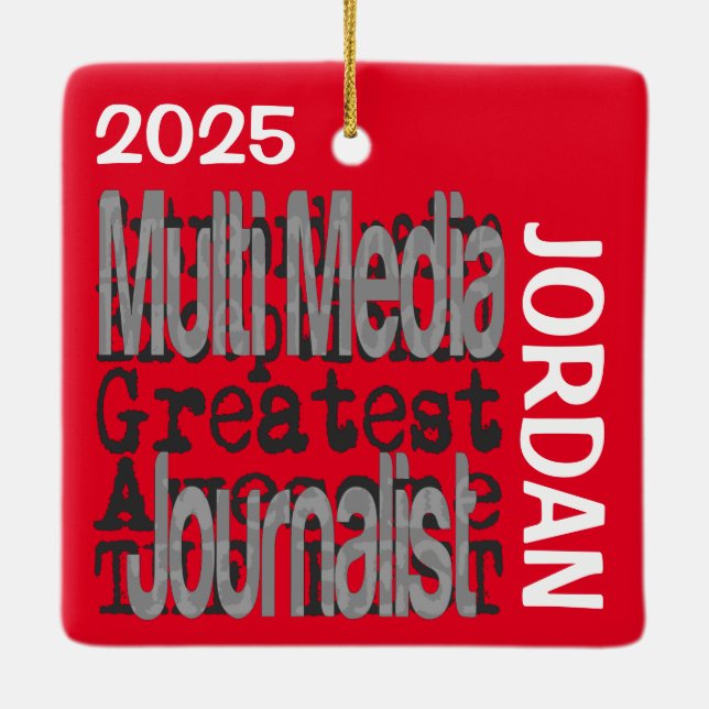 Multi Media Journalist Extraordinaire CUSTOM Ceramic Ornament (Back)