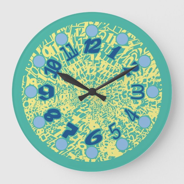 MULTI NUMBERS PASTEL COLORS BY MASANSER LARGE CLOCK (Front)