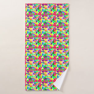 Multi patterned bright colours bath set light blue