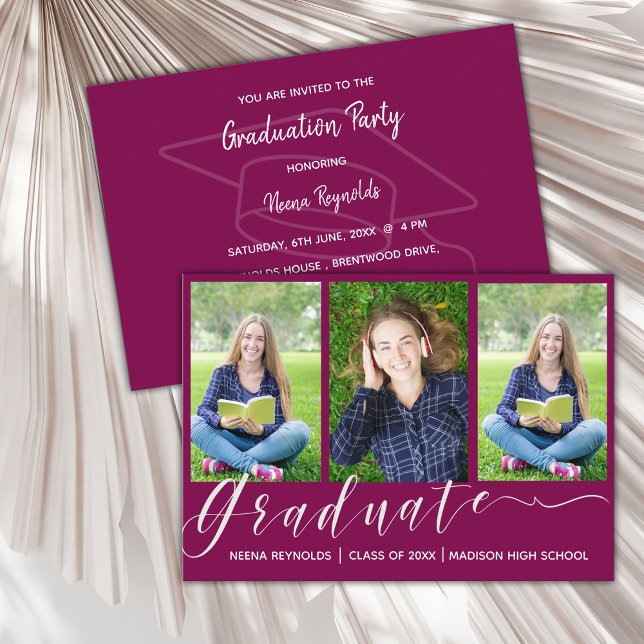 Multi Photo 2025 Graduation Party Mini Invitation (Multi Photo 2025 Graduation Party Mini Invitation)