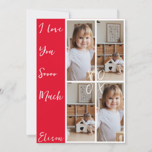 Multi-photo 4 collage Family Holiday Text XOXO Card
