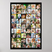 Multi Photo 54 Picture Grid Collage Black Poster (Front)