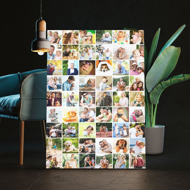 Multi Photo 54 Picture Grid Collage White Canvas Print (Creator Uploaded)