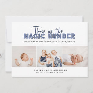 Multi photo birth announcement three children