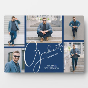 Multi Photo Blue Graduation Keepsake Plaque