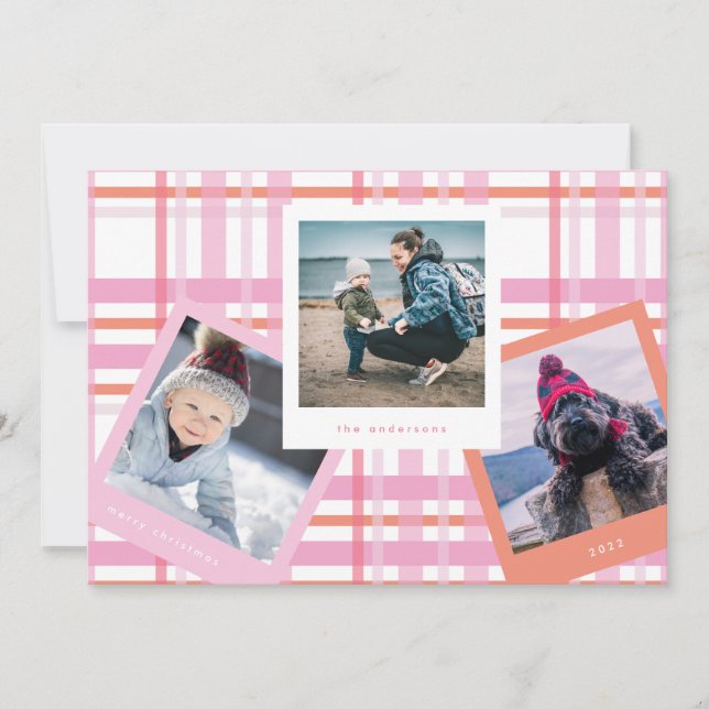 Multi Photo Booth Frame | Gingham Merry Christmas Holiday Card (Front)
