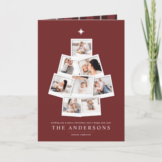 Multi photo Christmas tree Holiday card (Front)