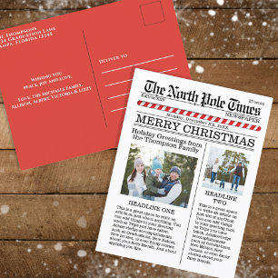 Multi Photo Christmas Two Photo Whimsical Funny Holiday Postcard