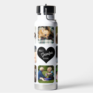 Multi photo collage best grandpa ever personalised water bottle