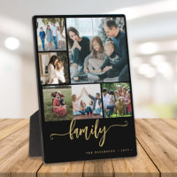 Multi photo collage family script modern keepsake