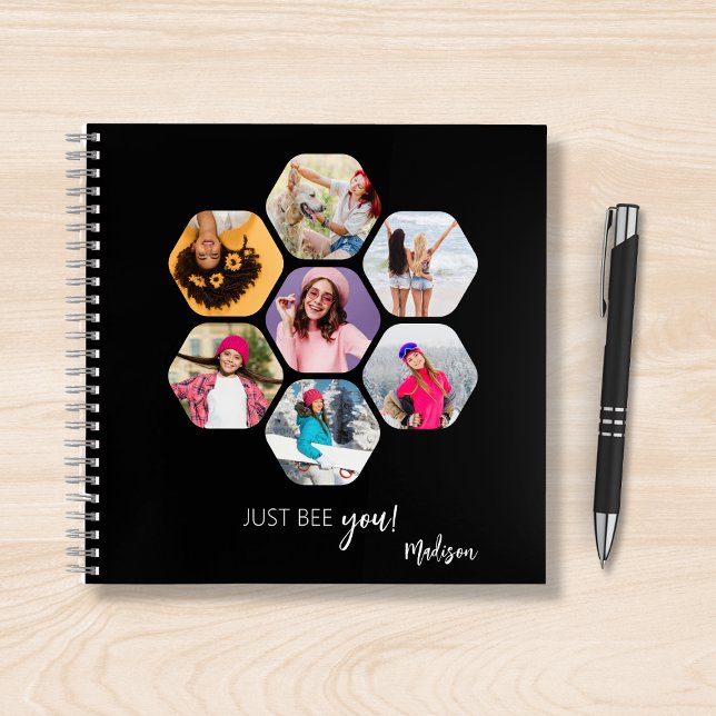 Multi Photo Collage JUST BEE YOU Personalised Name Notebook (Creator Uploaded)