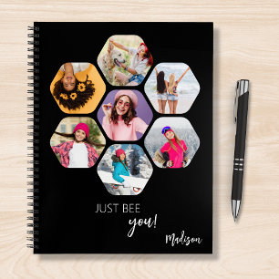 Multi Photo Collage JUST BEE YOU Personalised Name Notebook